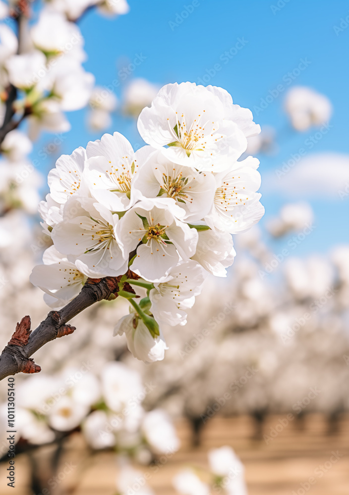 Obraz premium Charming orchard with young spring blossoms