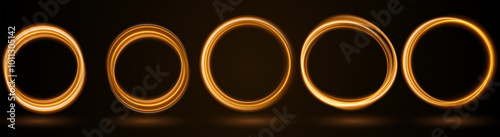 Color circles frame with glitter light effect. A flash flies in a circle in a luminous ring.