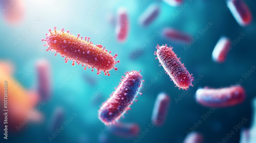 Resistant bacteria in water systems, environmental impact, 3D illustration Resistant bacteria in water systems, environmental impact, 3D illustration