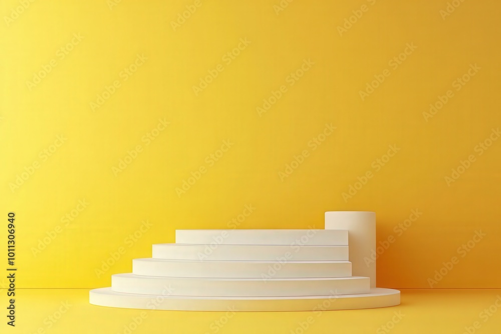 Abstract Yellow and White 3D Minimalist Background Abstract Yellow and White 3D Minimalist Background