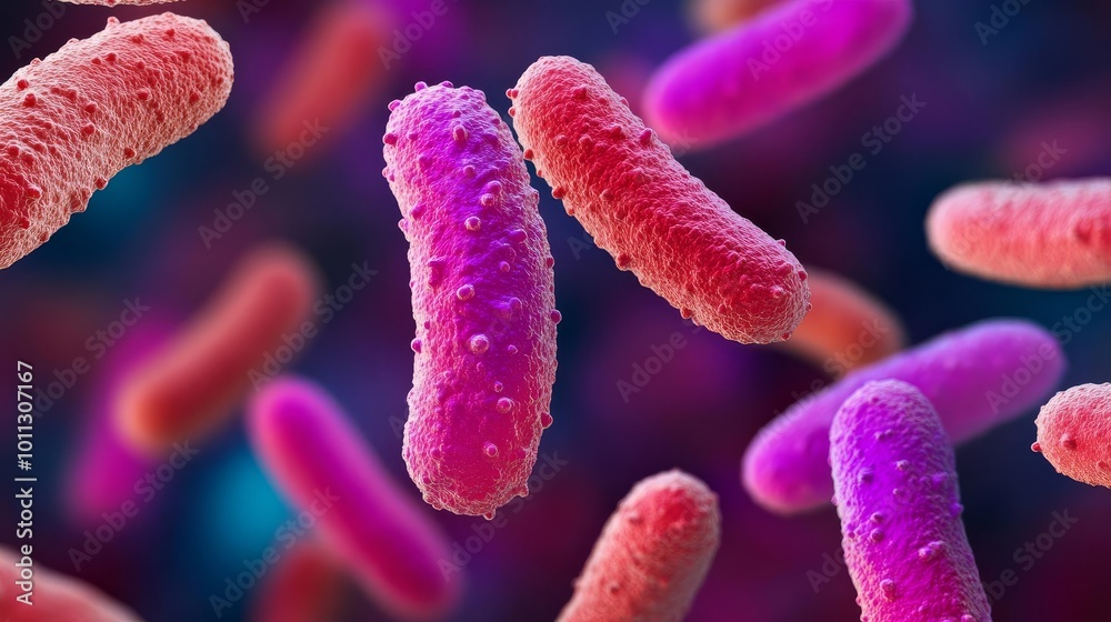 Resistant bacteria replicating in hospital airways, infection control, 3D illustration Resistant bacteria replicating in hospital airways, infection control, 3D illustration