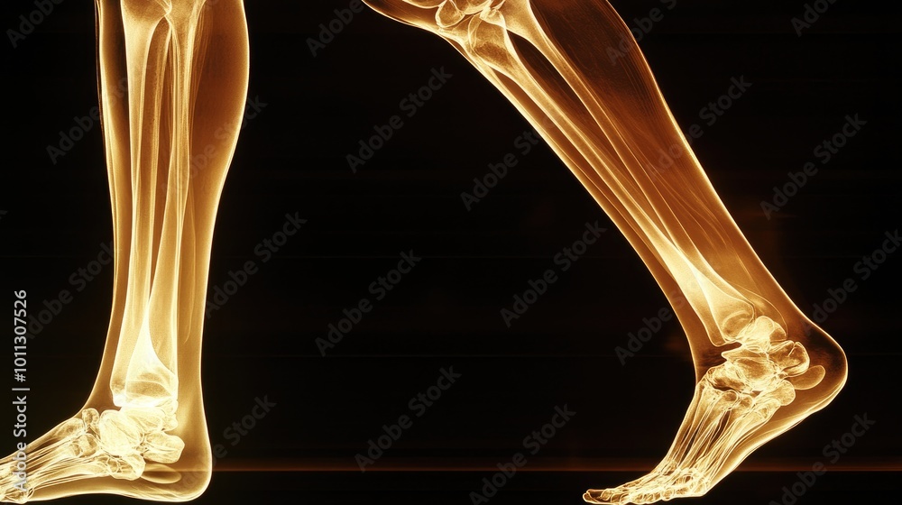 Human Leg Anatomy with X-Ray Visualization
