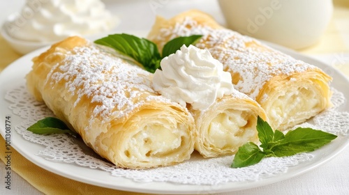 Delicious Creamy Pastries with Whipped Topping