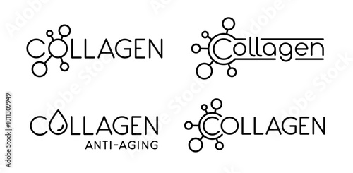 Collagen anti-aging line logotype. Beauty formula. Face lifting brand.