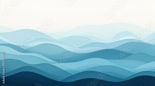 Elegant flowing blue waves creating a serene and calming atmosphere for creative backgrounds