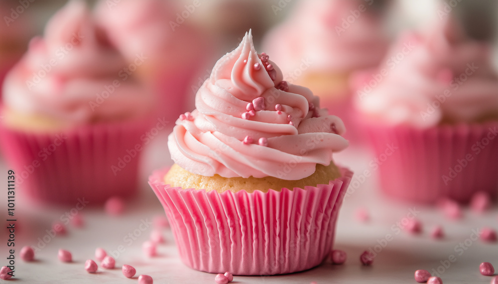 Delicate pink cupcakes, freshly baked and adorned with soft swirls of frosting, fill the air with the irresistible scent of sweetness, inviting you to indulge in their tender crumb Delicate pink cupcakes, freshly baked and adorned with soft swirls of frosting, fill the air with the irresistible scent of sweetness, inviting you to indulge in their tender crumb