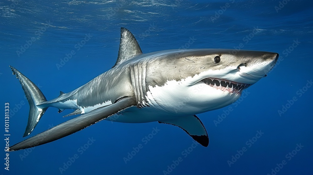 One of the largest fish in the ocean that consumes meat is the great white shark. One of the largest fish in the ocean that consumes meat is the great white shark.