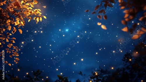 Autumn trees and starry night