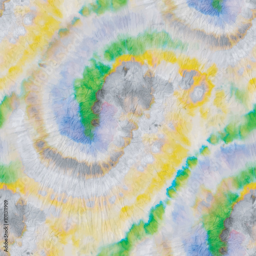 Tie Dye Yellow Boho. Seamless Grunge Batik. Vector Blue Batik. Tye Yellow Shibori. Brush Vector Background. Japanese Grunge Texture. Yellow White Tie Dye. Blue Shirt Background. Blue Tie Dye Swirl. photo