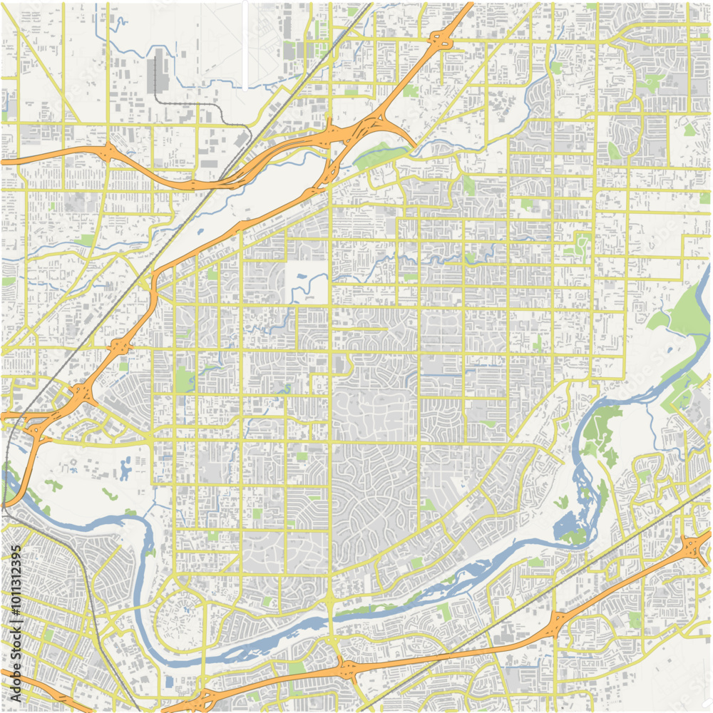 Fototapeta premium Map of Arden-Arcade in California in a normal road map style. Contains layered vector with roads water, parks, etc.