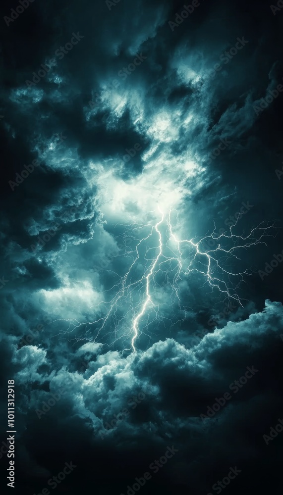 Dramatic Thunderstorm Sky, Lightning Bolt, Dark and Ominous Storm Clouds, Atmospheric Weather Dramatic Thunderstorm Sky, Lightning Bolt, Dark and Ominous Storm Clouds, Atmospheric Weather