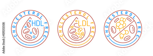 Cholesterol free icon. Medical sign in outline style.