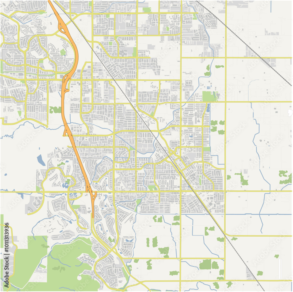 Obraz premium Map of Brentwood in California in a normal road map style. Contains layered vector with roads water, parks, etc.