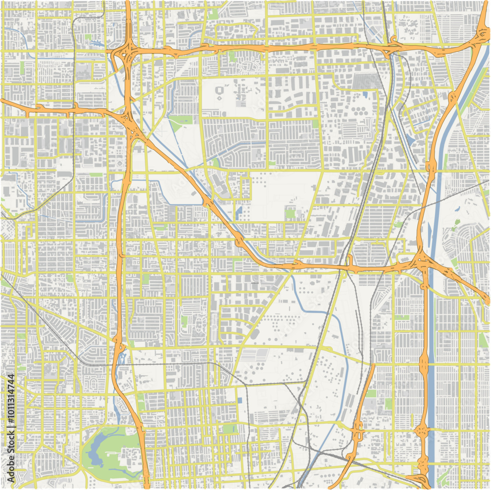 Map of Carson in California in a normal road map style. Contains layered vector with roads water, parks, etc. Map of Carson in California in a normal road map style. Contains layered vector with roads water, parks, etc.