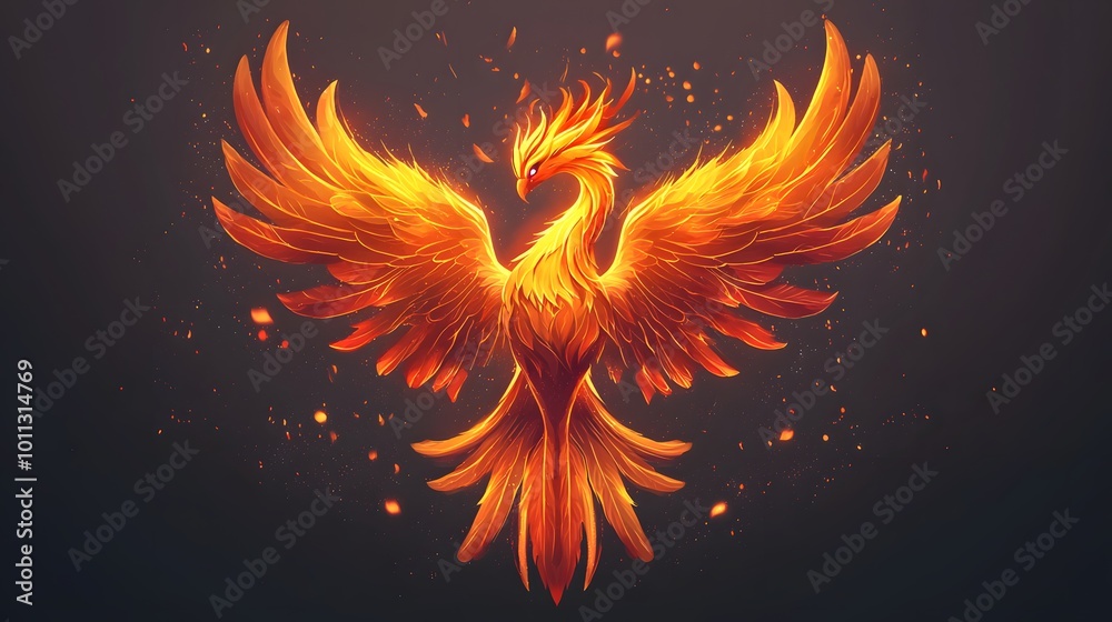 Party Emblem Featuring a Glowing Phoenix Rising from Flames Party Emblem Featuring a Glowing Phoenix Rising from Flames