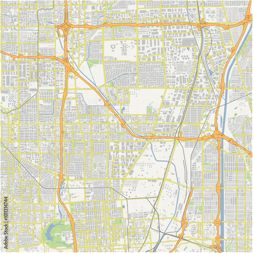 Map of Carson in California in a normal road map style. Contains layered vector with roads water, parks, etc.