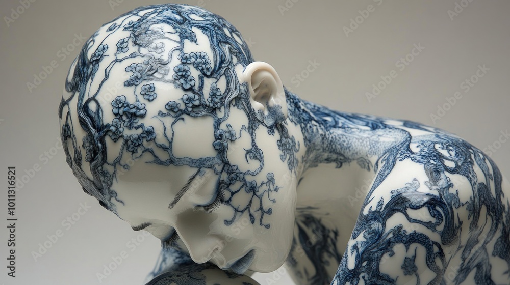 Porcelain Figure with Intricate Nature Design Porcelain Figure with Intricate Nature Design
