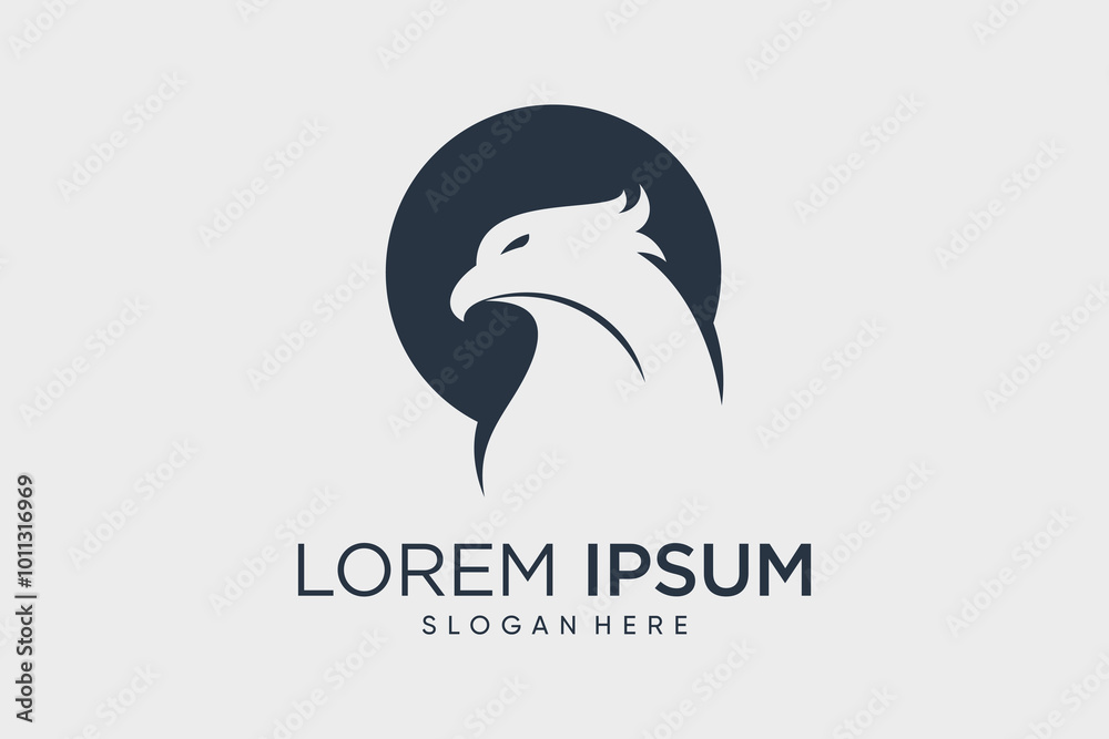 Eagle logo design eagle head vector illustration with circle concept and creative idea
