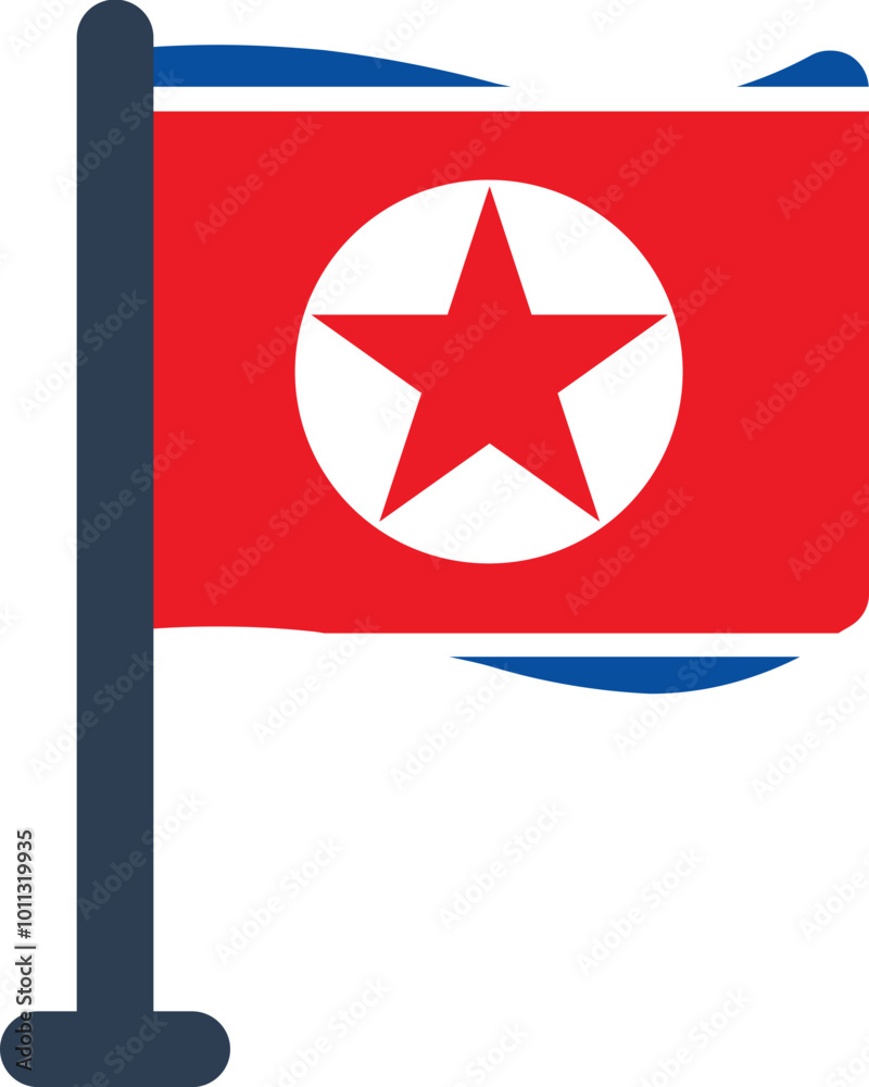 NORTH KOREA Flag Rounded NORTH KOREA Flag Rounded