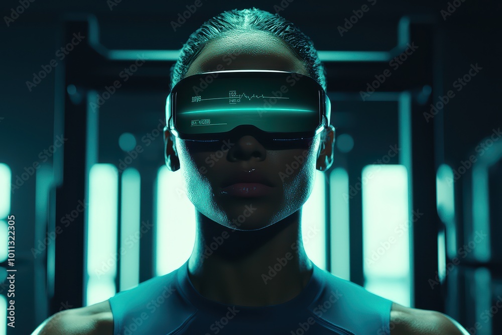 A close-up of a woman wearing futuristic virtual reality goggles, set against a striking blue and black background, evoking innovation and digital exploration. A close-up of a woman wearing futuristic virtual reality goggles, set against a striking blue and black background, evoking innovation and digital exploration.