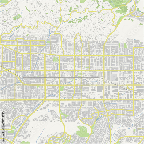 Map of La Habra in California in a normal road map style. Contains layered vector with roads water, parks, etc. photo