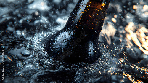 Wallpaper Mural Black Beer Bottle Chilled in Ice Torontodigital.ca