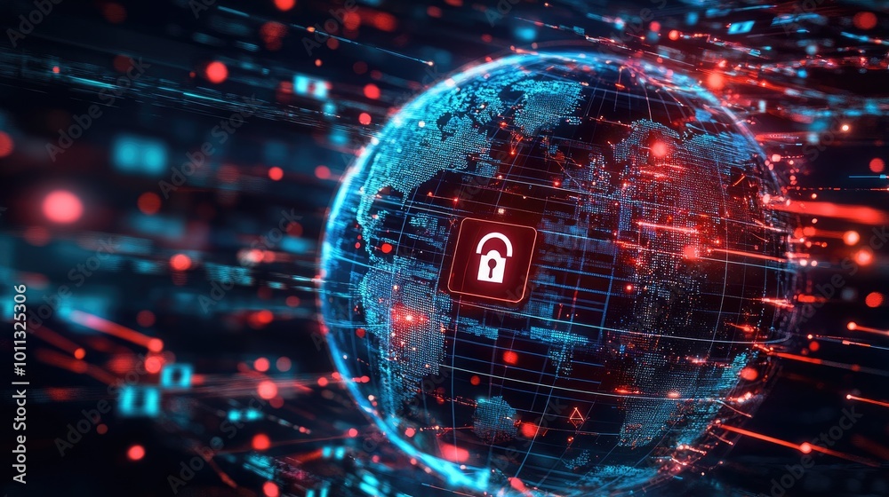 A high-resolution image of a transparent digital globe with a lock symbol, illustrating the intersection of global communication and cybersecurity. A high-resolution image of a transparent digital globe with a lock symbol, illustrating the intersection of global communication and cybersecurity.