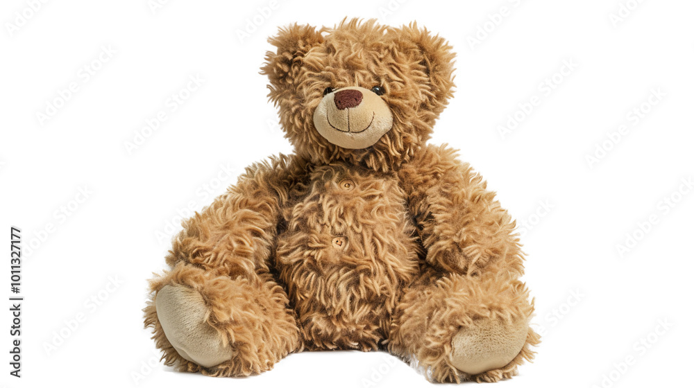 Fototapeta premium Fur stuffed teddy bear isolated on transparent background, PNG 