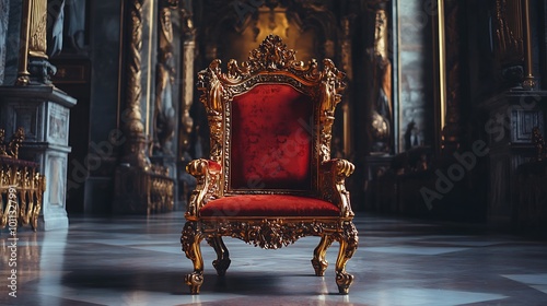 Ornate Throne in a Grand Hall