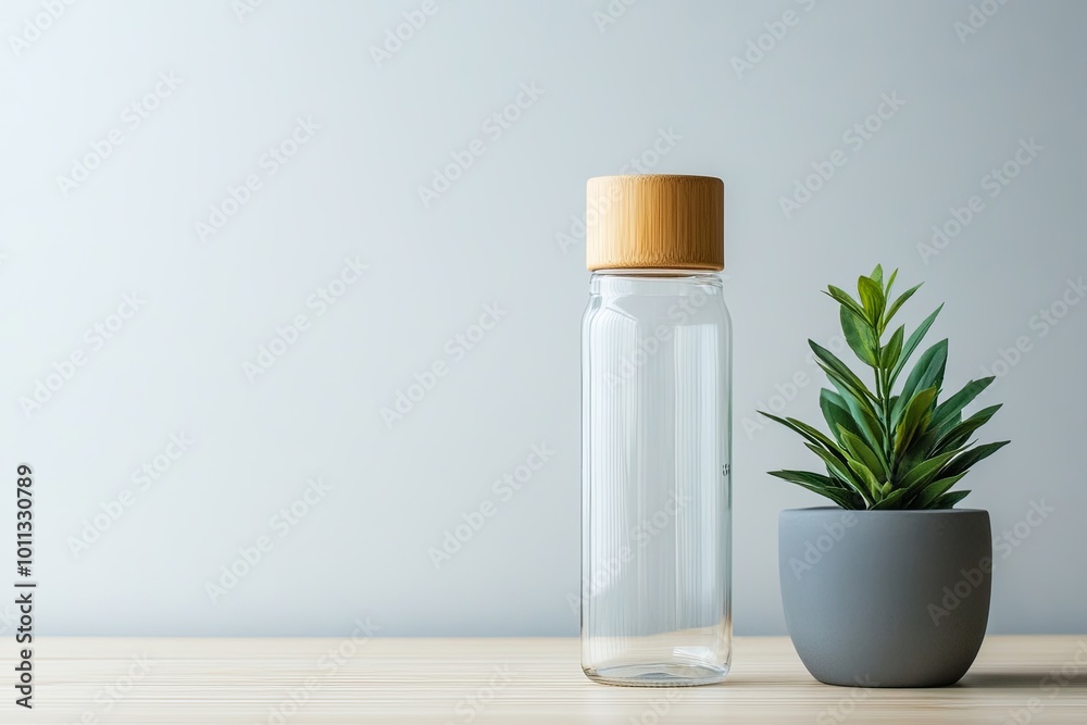 Reusable Glass Water Bottle and Plant Reusable Glass Water Bottle and Plant