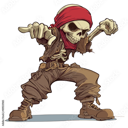 vector drawing skeleton pirate on white background .Generative AI