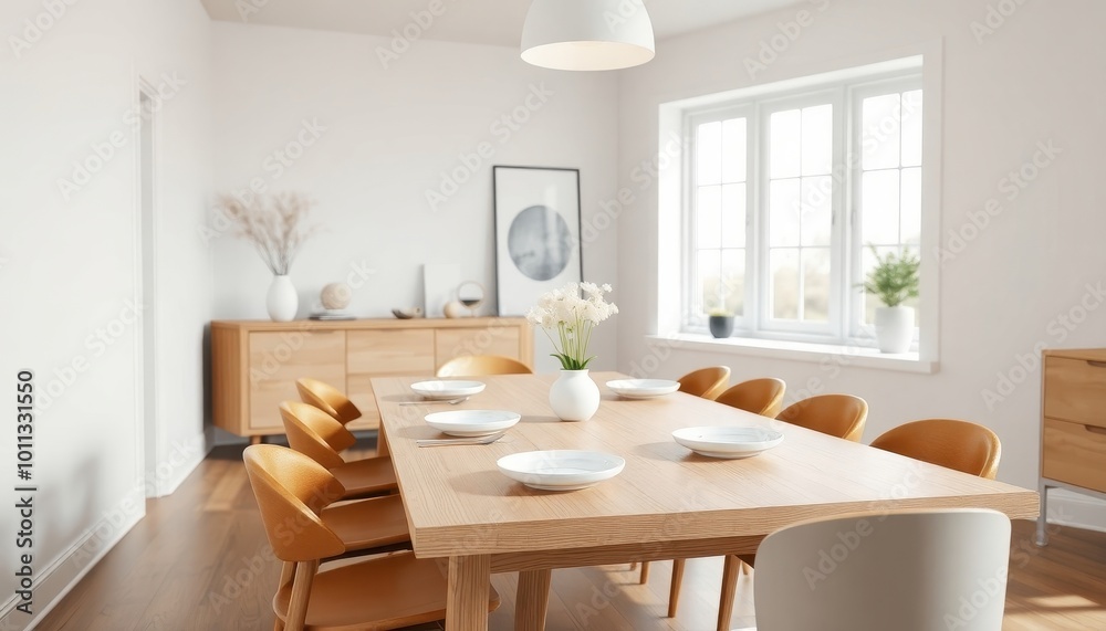 Elegant Dining Room with Spacious Table and Sophisticated Chairs Elegant Dining Room with Spacious Table and Sophisticated Chairs