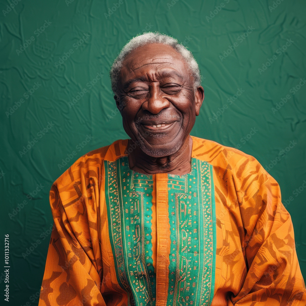 Elegant Nigerian senior man in traditional attire with dignified aura ...