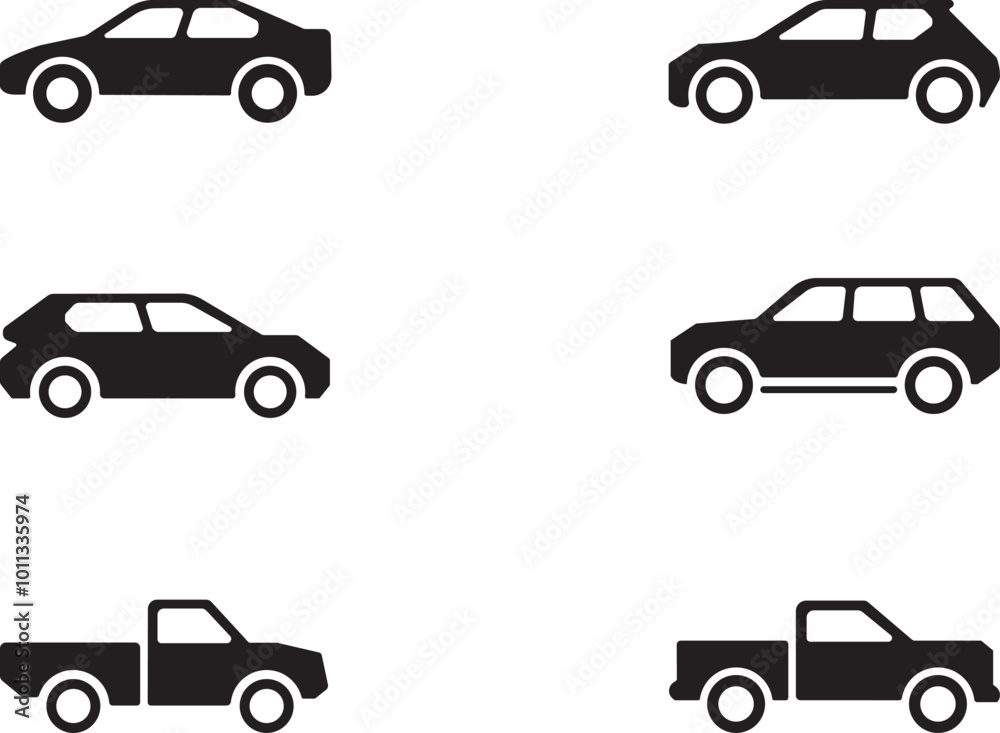 Naklejka premium Car silhouettes set vector illustration