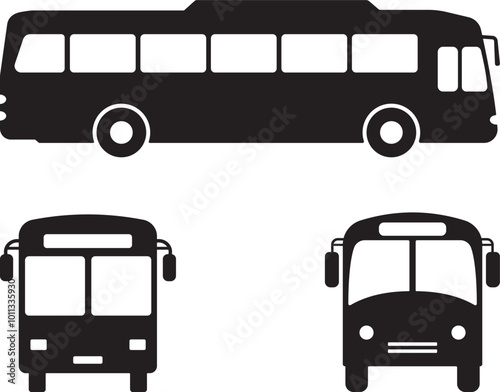 Bus silhouettes set vector illustration