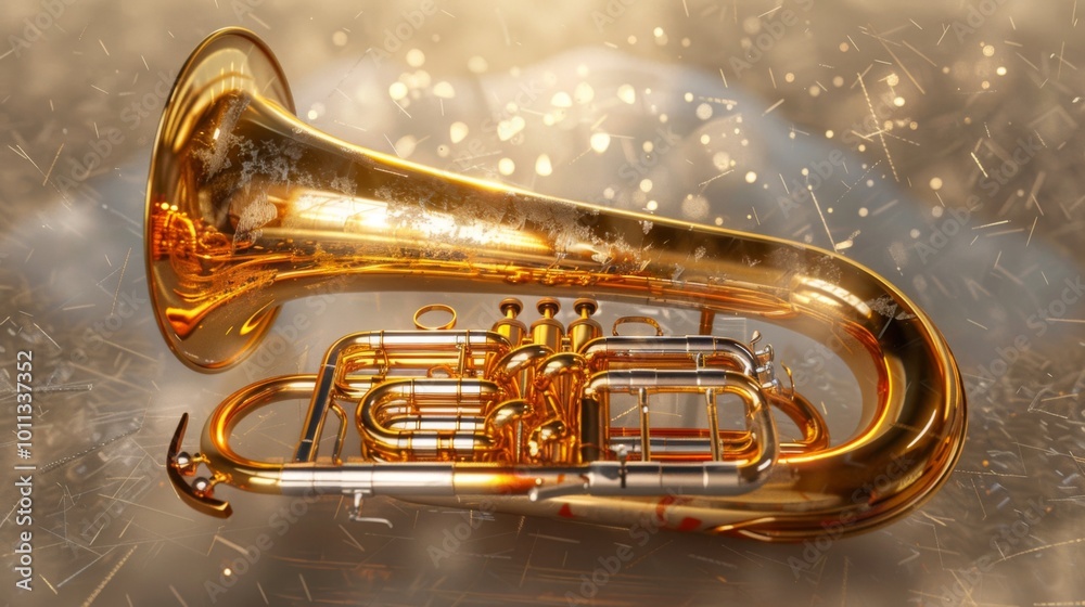 Obraz premium Euphonium Instrument on Clean Background with Bokeh Effect