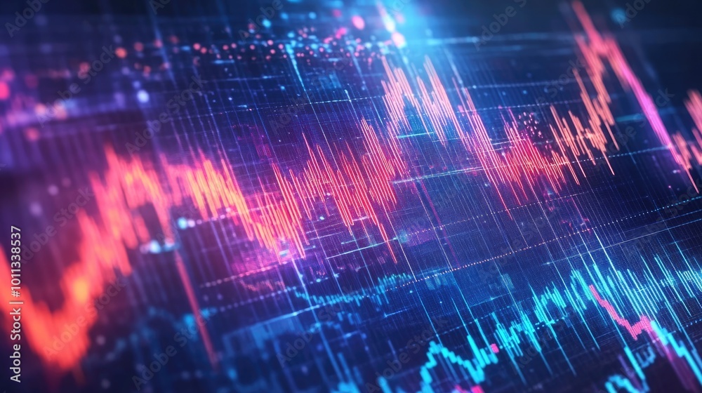 Creative digital background depicting stock market trends and graphs Creative digital background depicting stock market trends and graphs