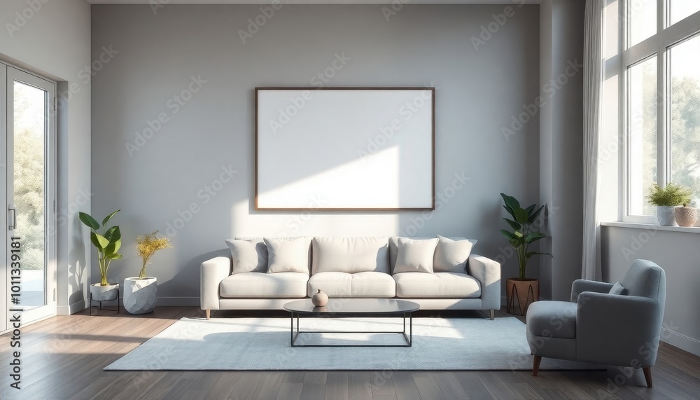 Cozy living room scene featuring a comfortable sofa, a chic coffee table, and lush greenery, creating a serene and inviting atmosphere. Cozy living room scene featuring a comfortable sofa, a chic coffee table, and lush greenery, creating a serene and inviting atmosphere.