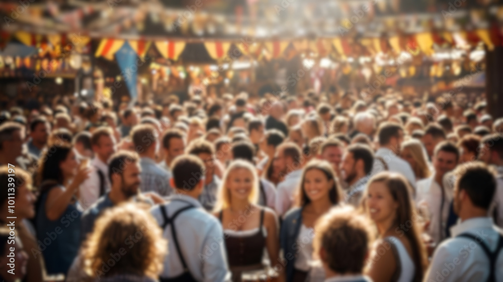 Blur image of a large crowd of people at the Oktoberfest for background usage. Blur image of a large crowd of people at the Oktoberfest for background usage.
