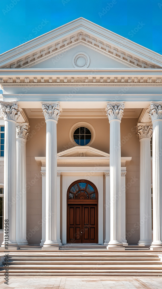 Fototapeta premium Historic Courthouse Exterior Featuring Classical Architecture on Sunny Day