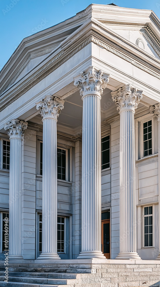 Historic Courthouse Exterior Featuring Classical Architecture on Sunny Day Historic Courthouse Exterior Featuring Classical Architecture on Sunny Day