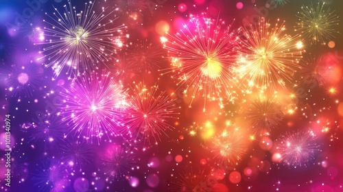 Wallpaper Mural Festive background featuring colorful fireworks and shimmering lights Torontodigital.ca