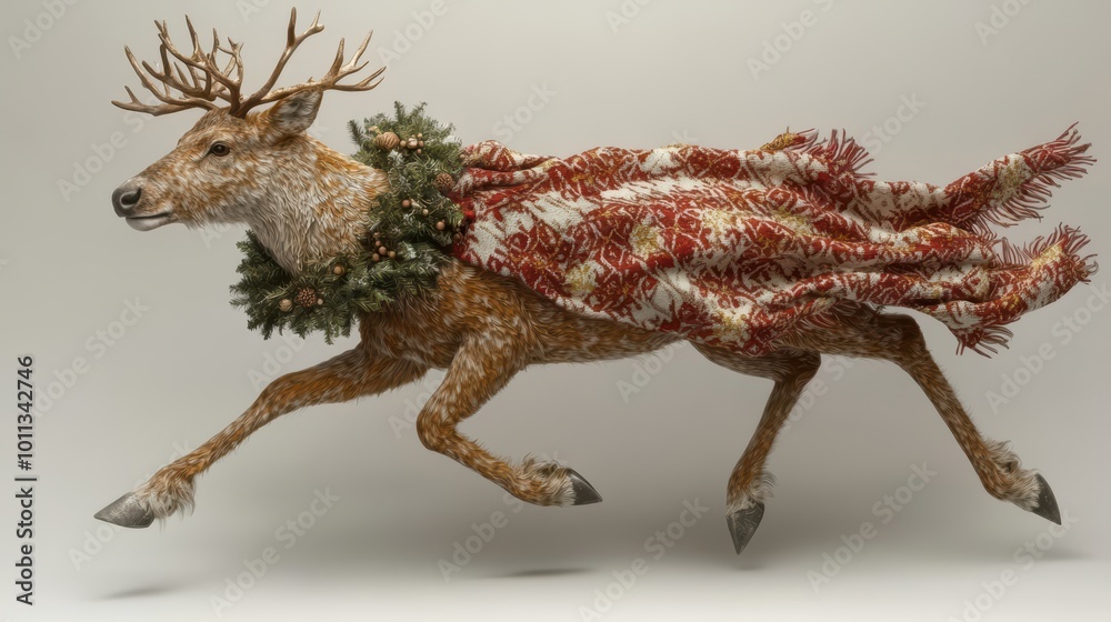 Obraz premium Festive Deer Leap