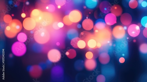 Colorful neon light leaks create a blurred effect on a dark backdrop This defocused illuminated texture serves as an abstract overlay or screen filter for photos
