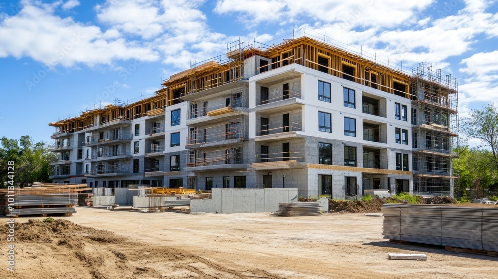 Modern Apartment Building Under Construction Modern Apartment Building Under Construction