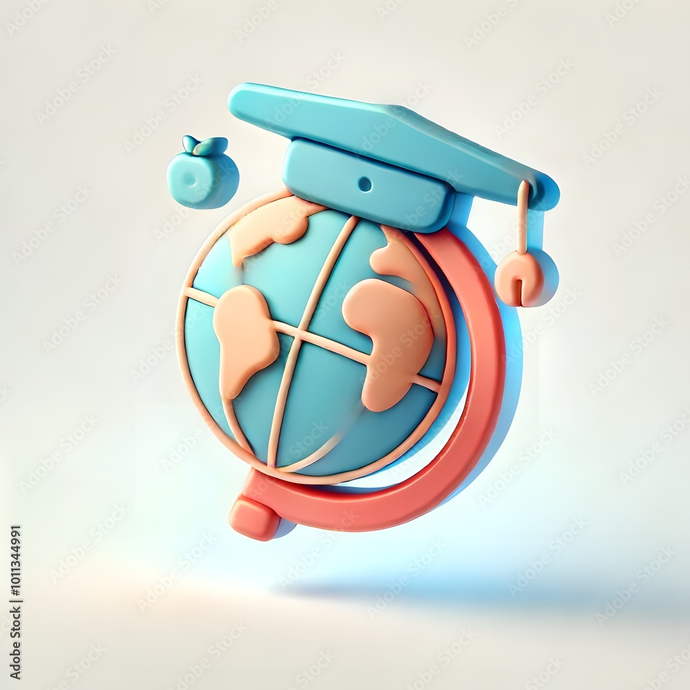 playful 3D icon of school globe representing education and learning, isolated on white playful 3D icon of school globe representing education and learning, isolated on white