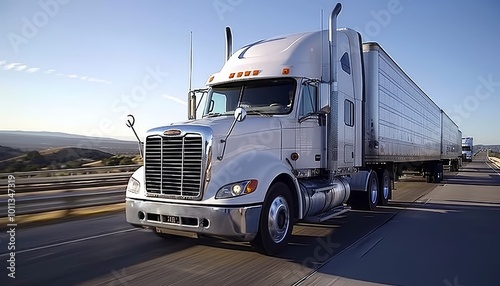 Semi-Truck on a Highway With a Mountainous Background Transportation and Logistics, 85. photo