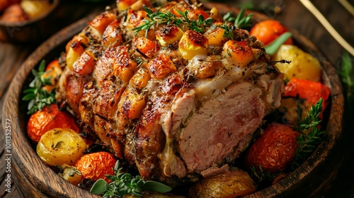 Herb-Crusted Roast with Seasonal Vegetables: A Gourmet Hearty Delight