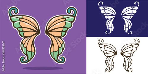 set of butterfly wings good for sticker, element design, decal, tattoo, logo, etc