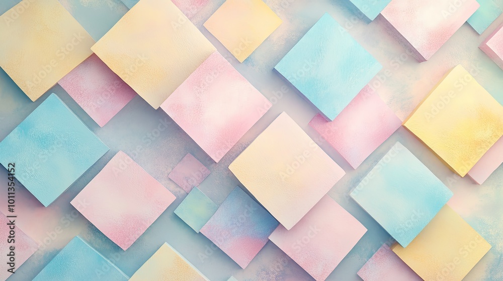 Pastel background featuring a playful arrangement of soft pink, blue, and yellow squares, layered to create a modern abstract design. Pastel background featuring a playful arrangement of soft pink, blue, and yellow squares, layered to create a modern abstract design.